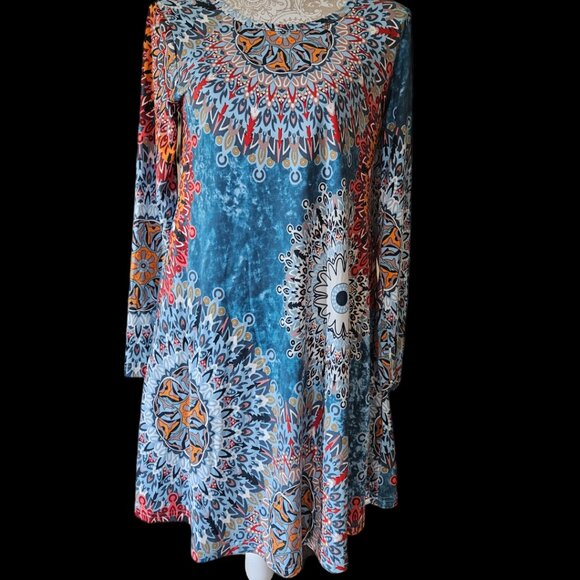 Long Sleeve Aztec Design Dress M - Picture 1 of 7